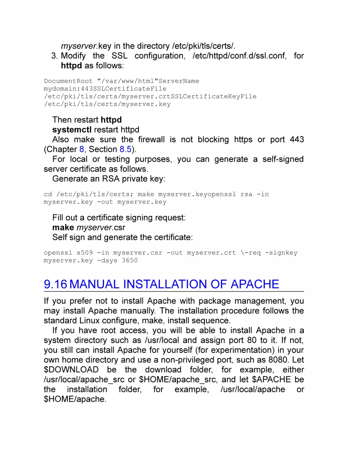 9.16 Manual Installation of Apache