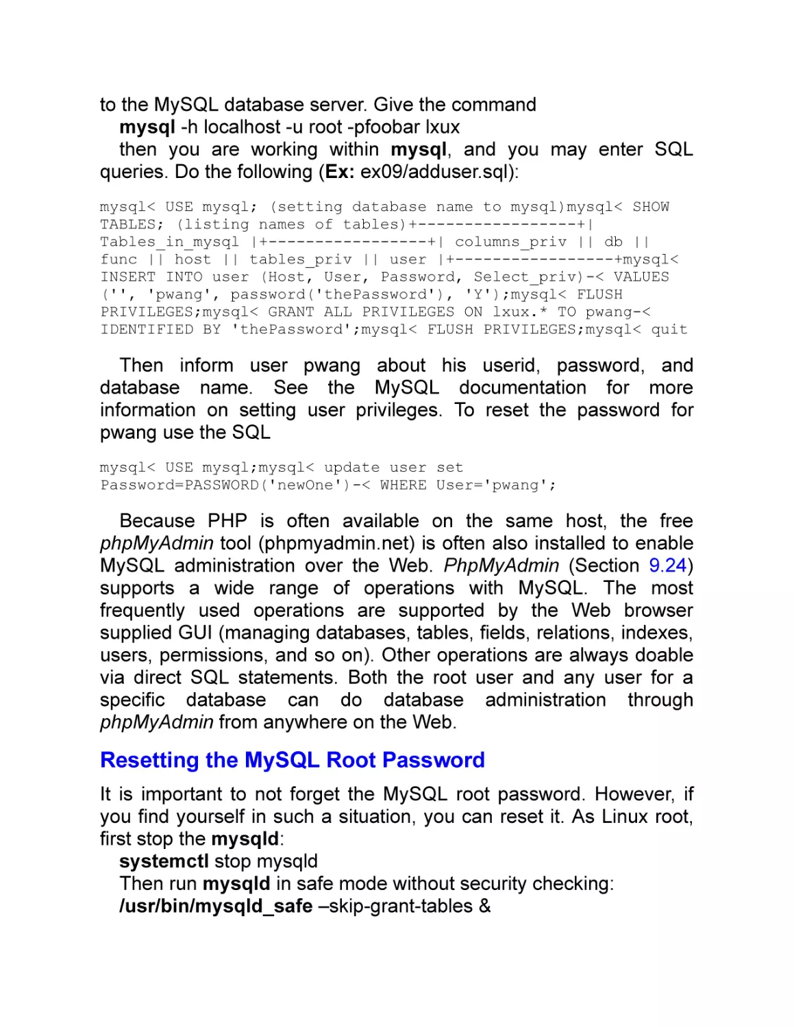 Resetting the MySQL Root Password
