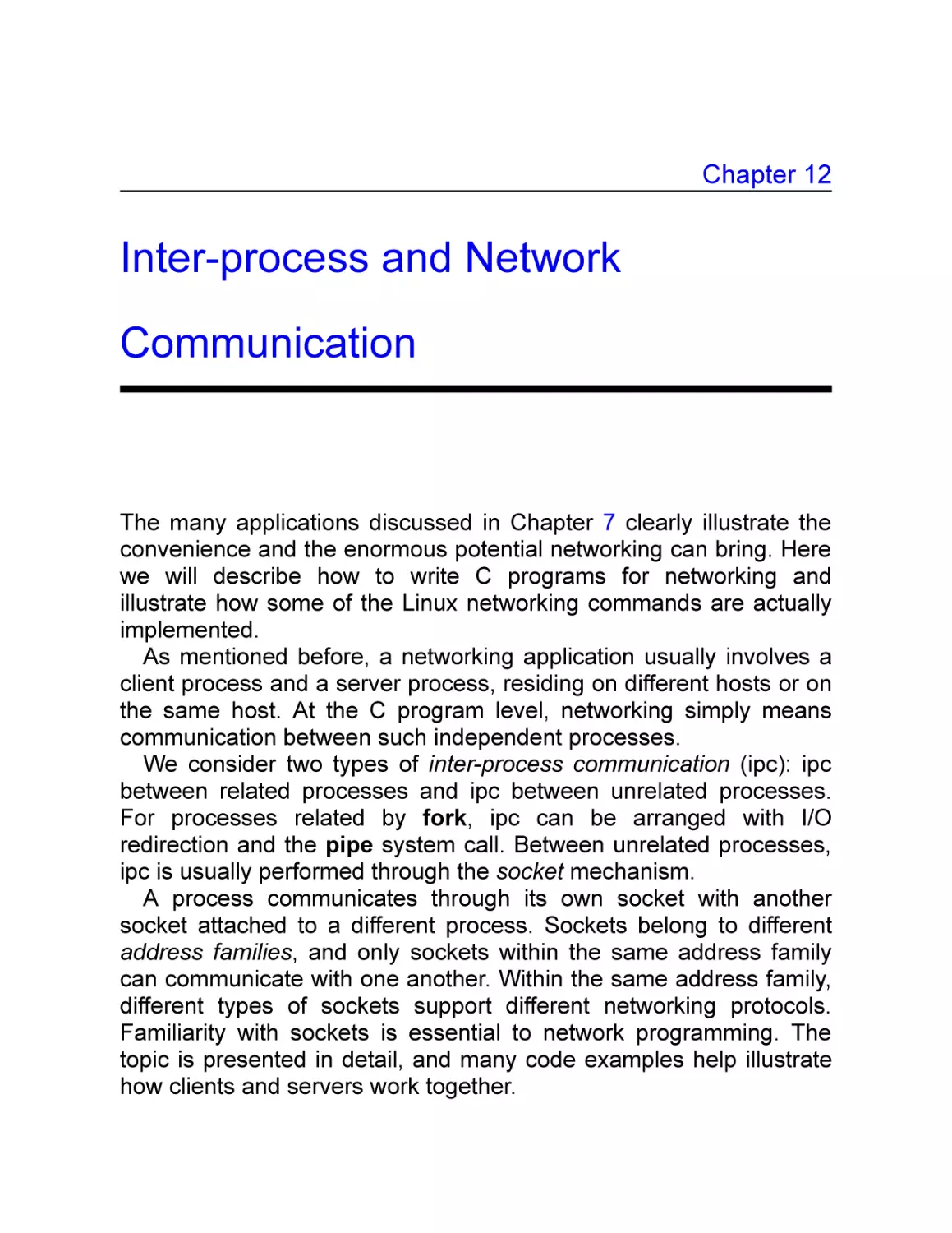 12 Inter-process and Network Communication