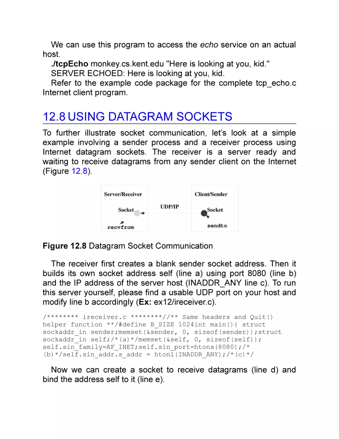 12.8 Using Datagram Sockets