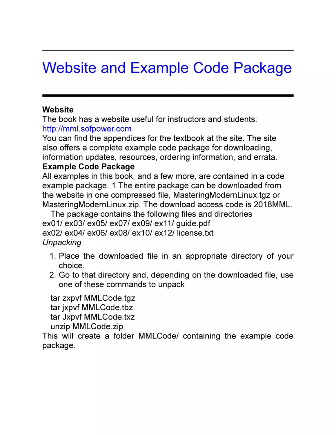 Website and Example Code Package