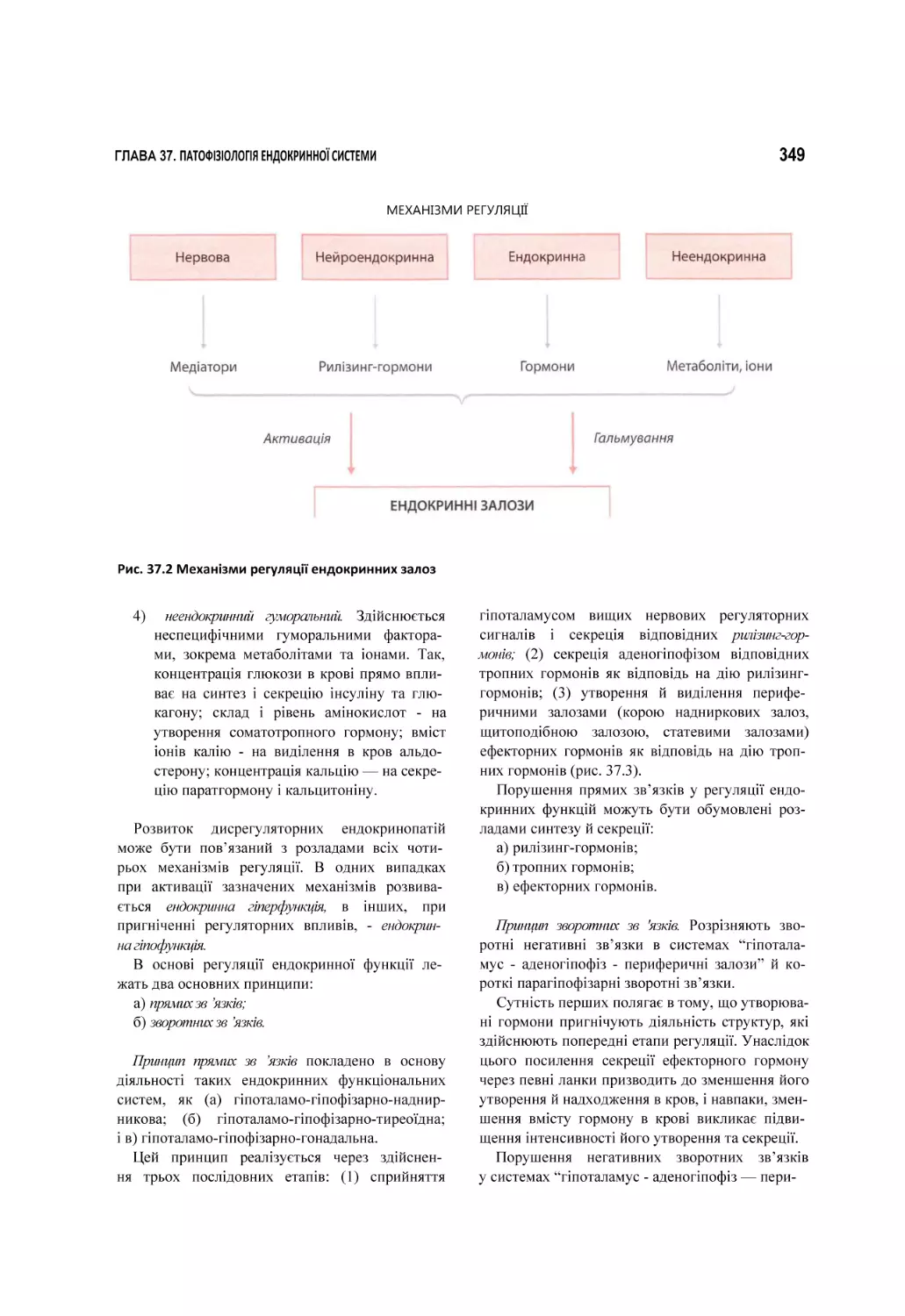 Рис. 37.2 Механізми регуляції ендокринних залоз