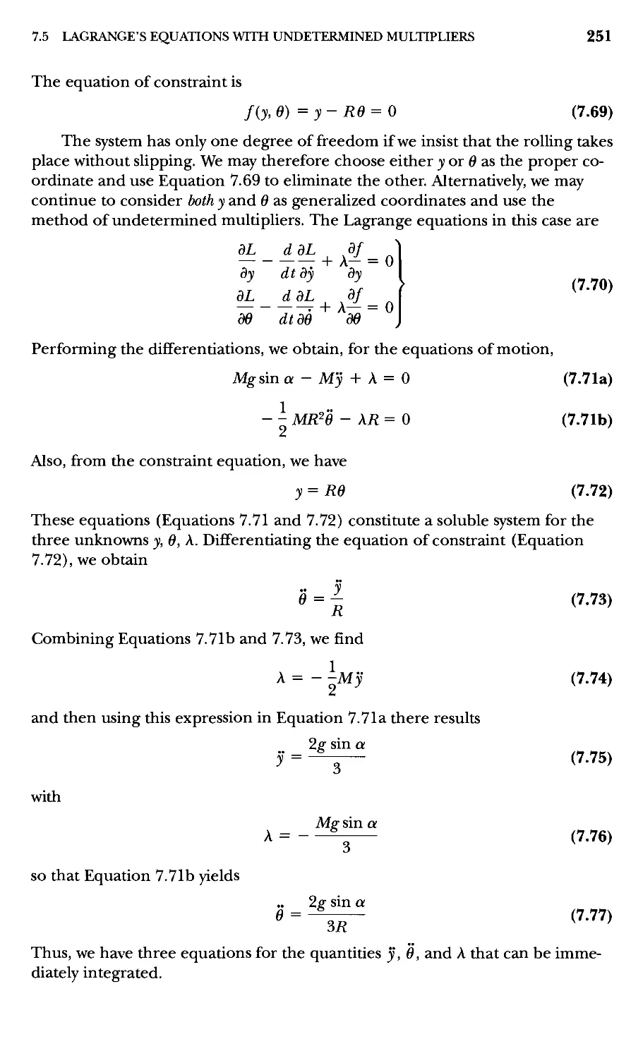 7.10 Canonical Equations of Motion—Hamiltonian Dynamics