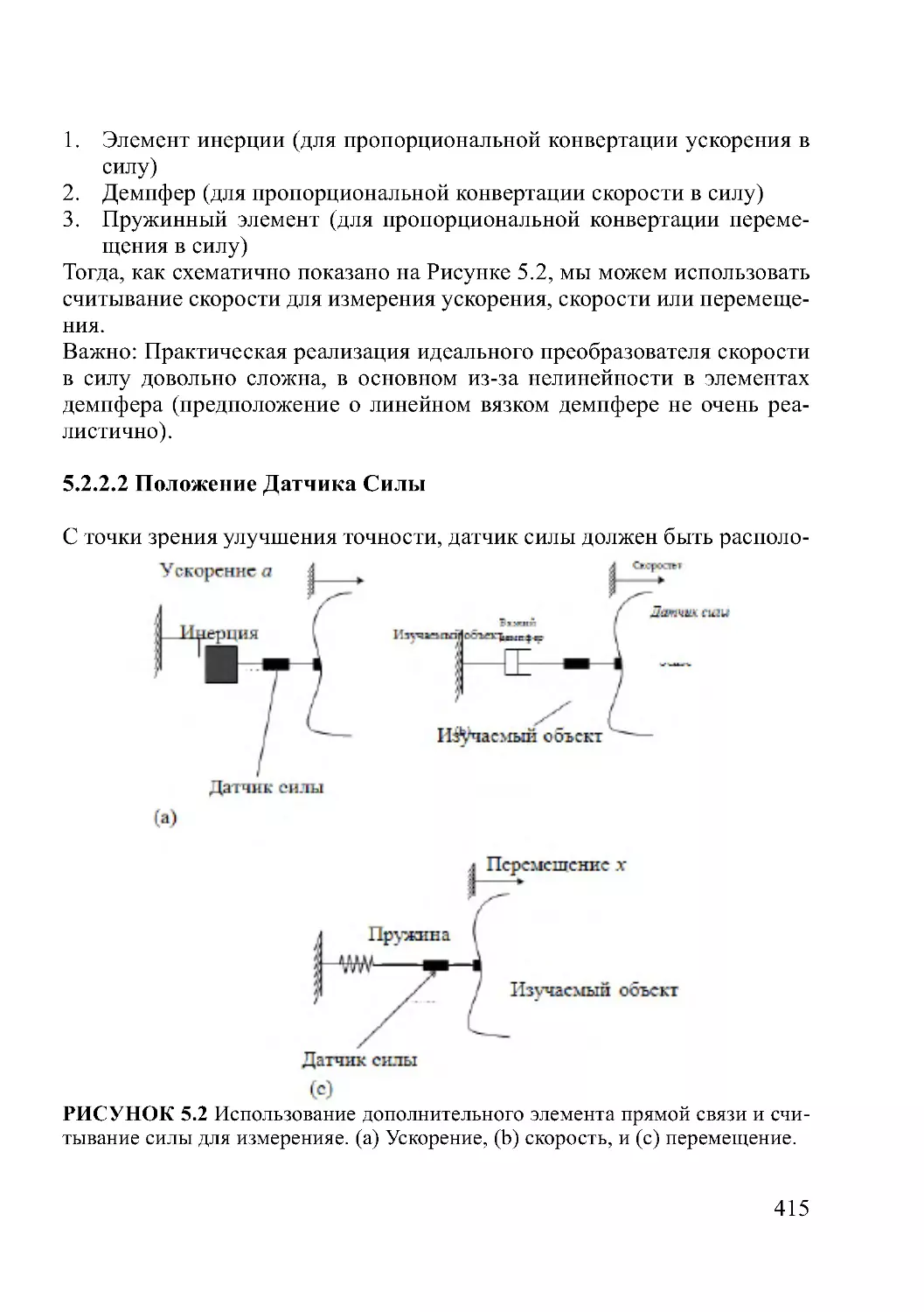 5.2.2.2 Положение Датчика Силы