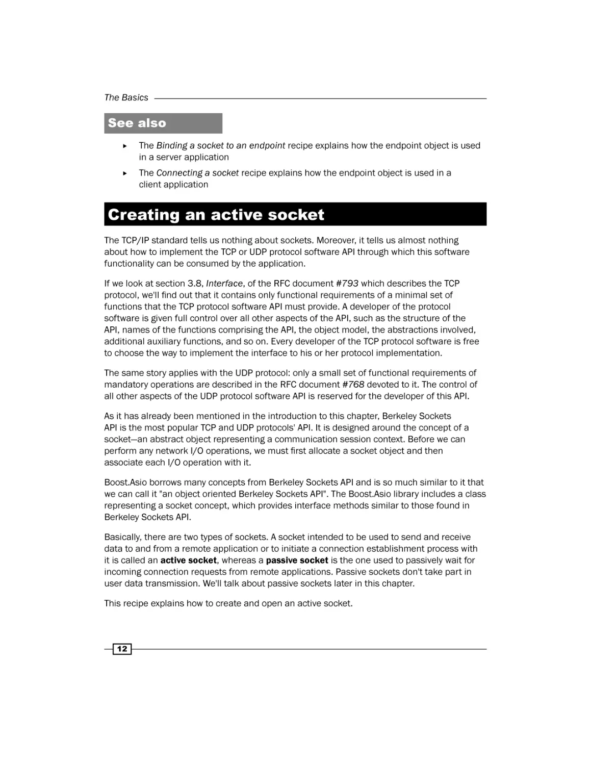 Creating an active socket