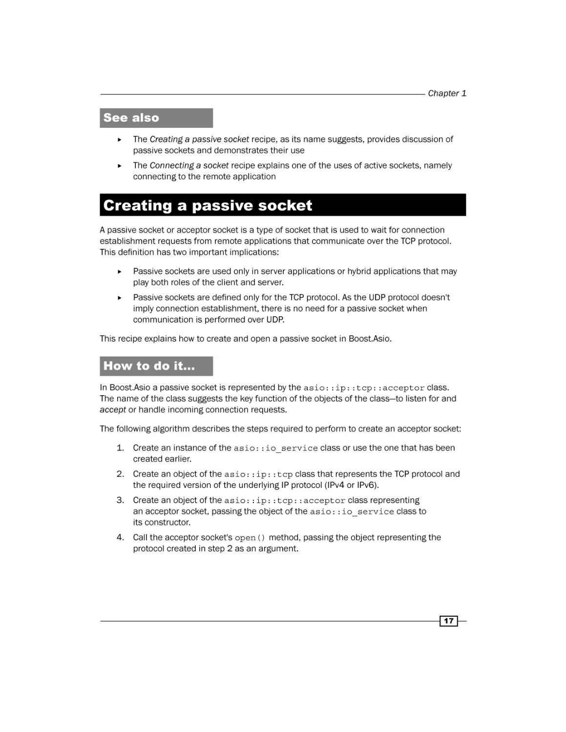 Creating a passive socket