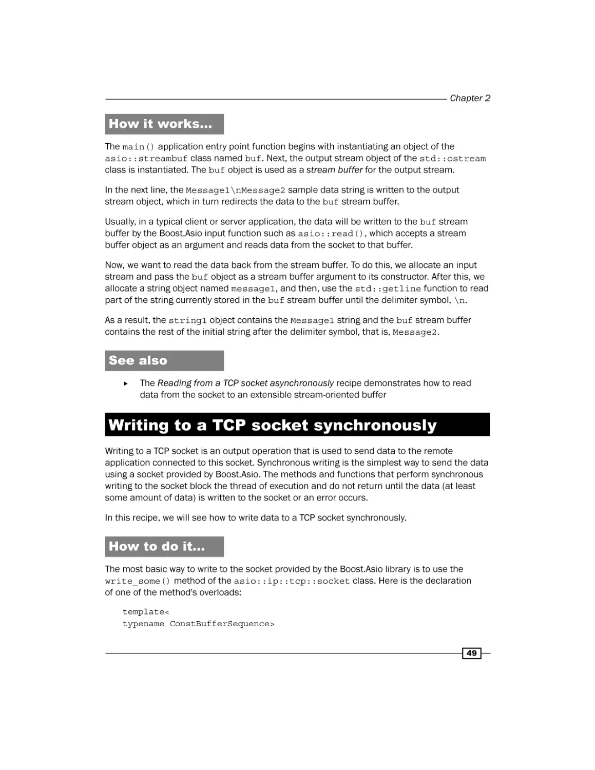 Writing to a TCP socket synchronously