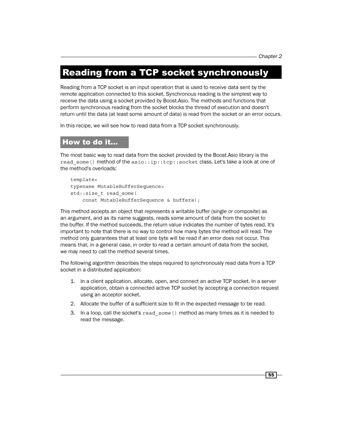 Reading from a TCP socket synchronously