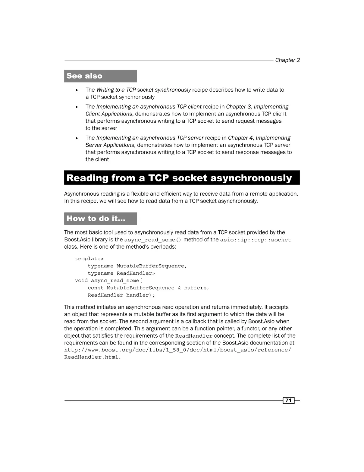 Reading from a TCP socket asynchronously