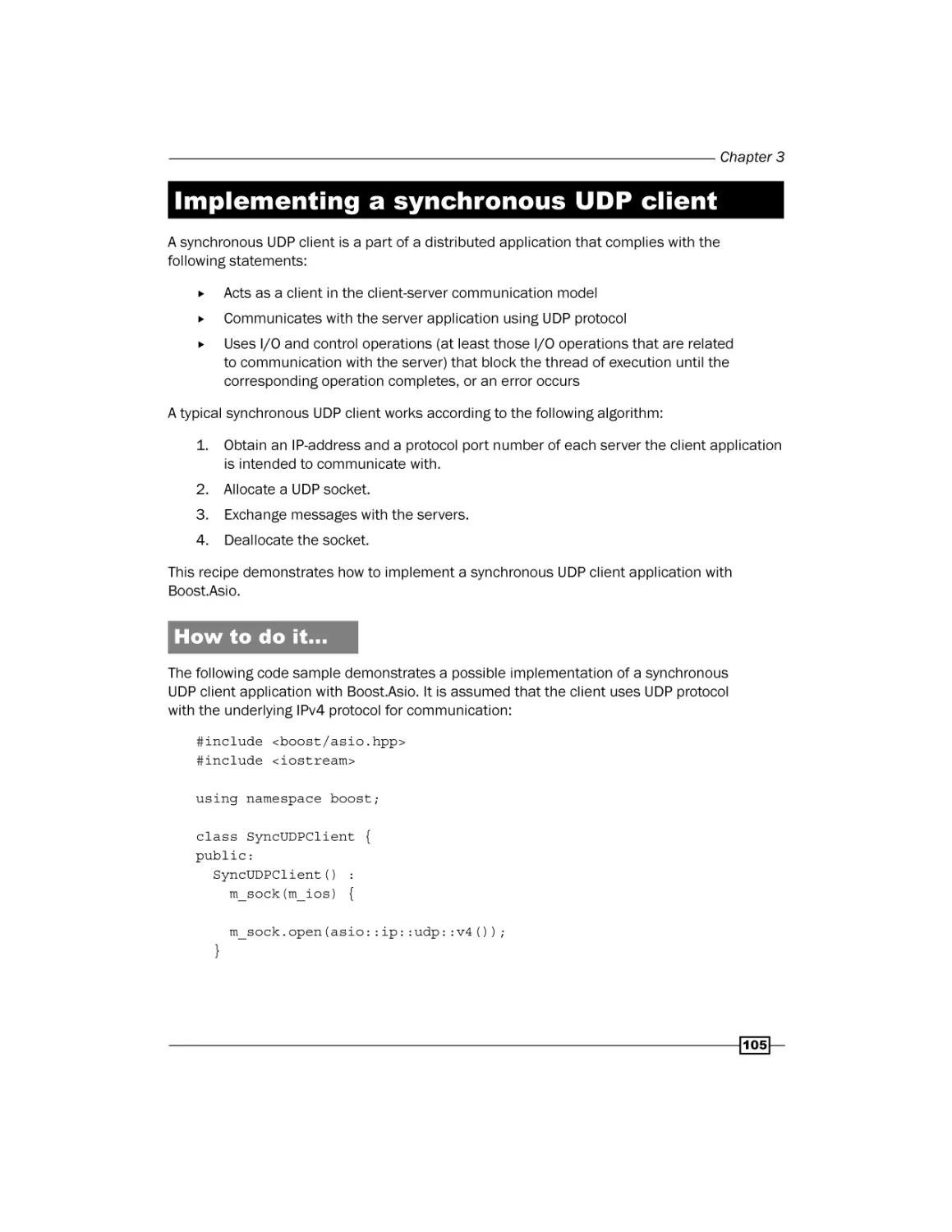 Implementing a synchronous UDP client