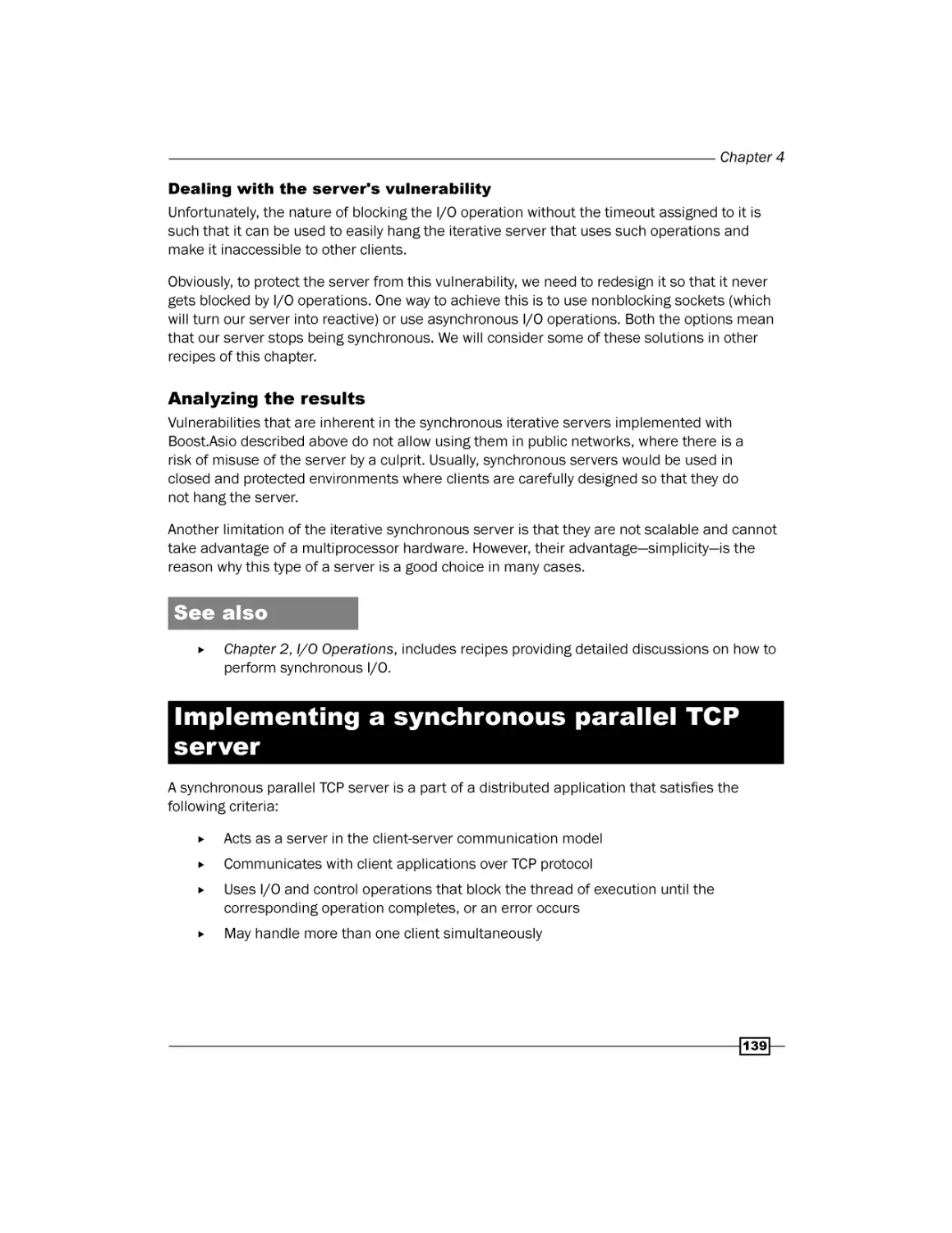Implementing a synchronous parallel TCP server