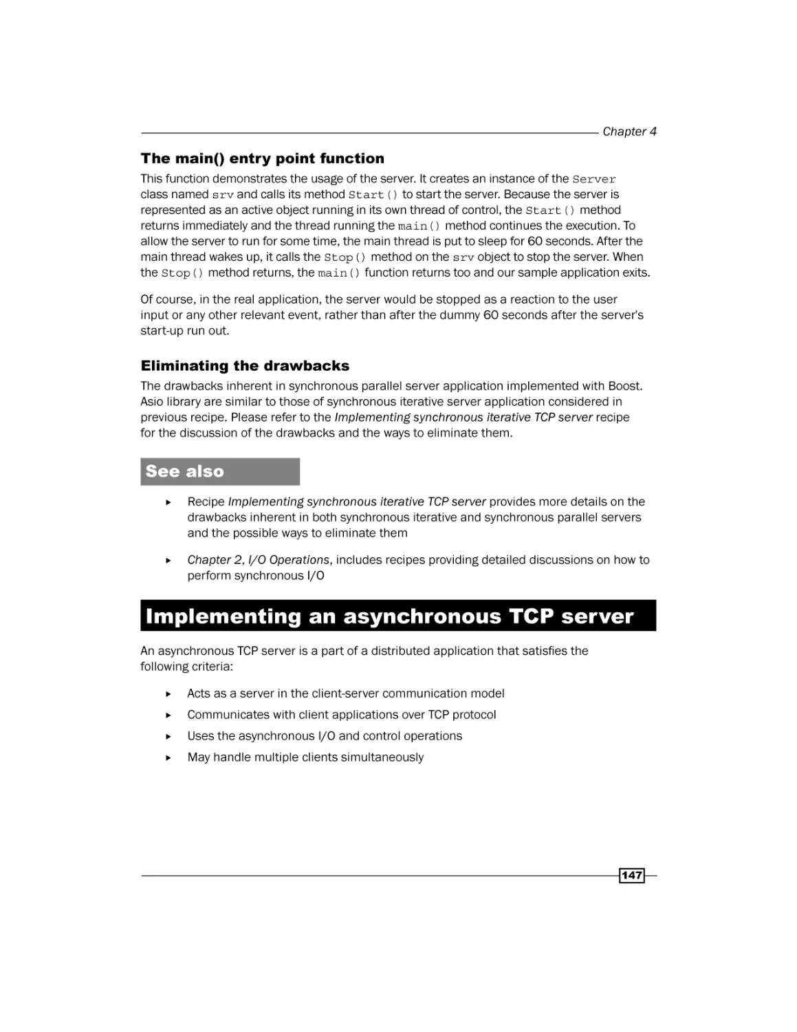 Implementing an asynchronous TCP server