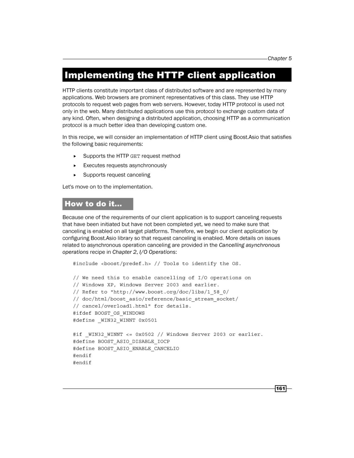 Implementing the HTTP client application