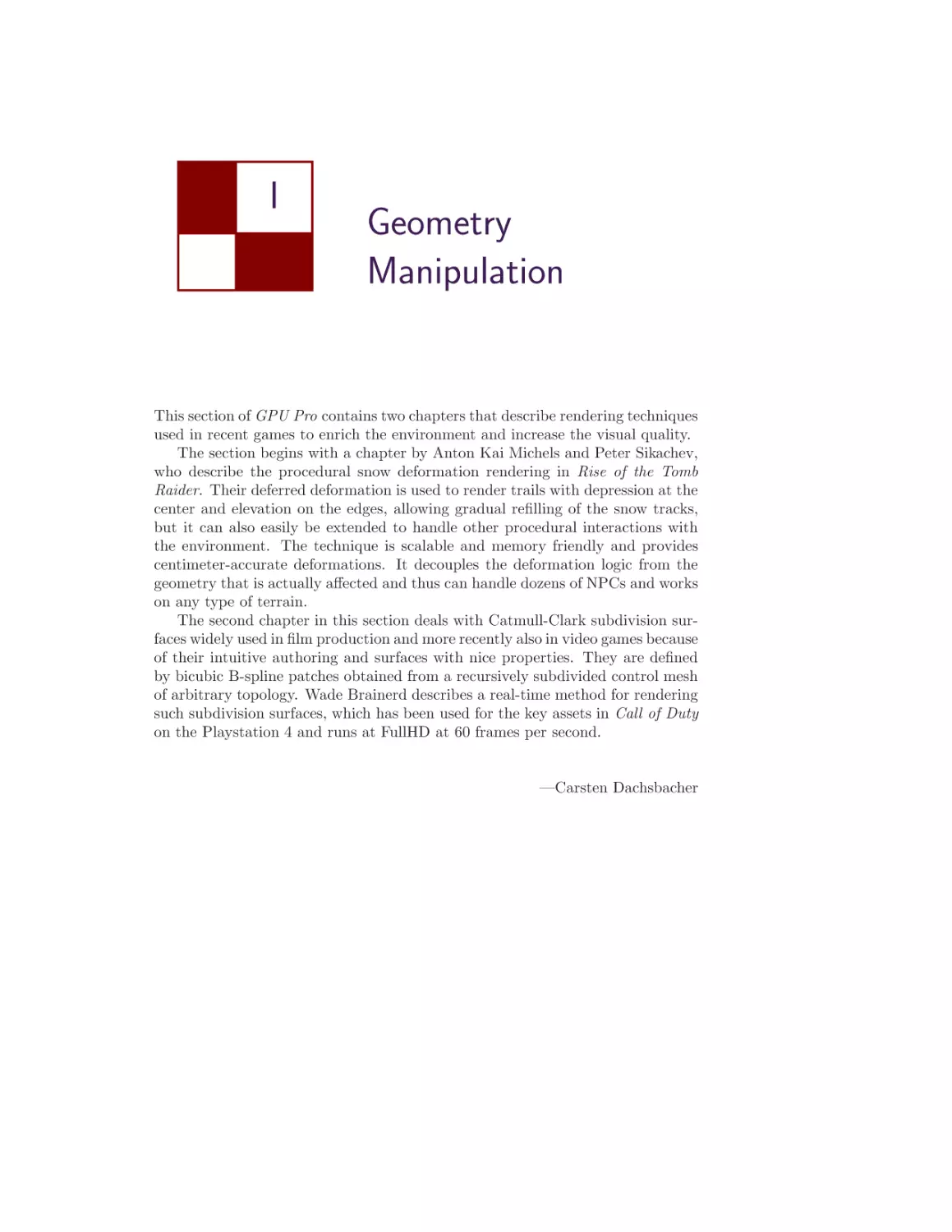 I. Geometry Manipulation