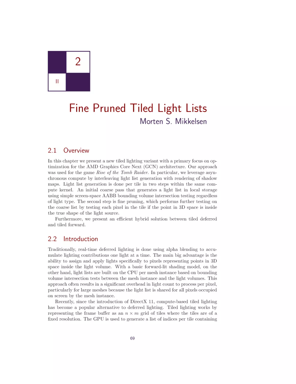 2. Fine Pruned Tiled Light Lists