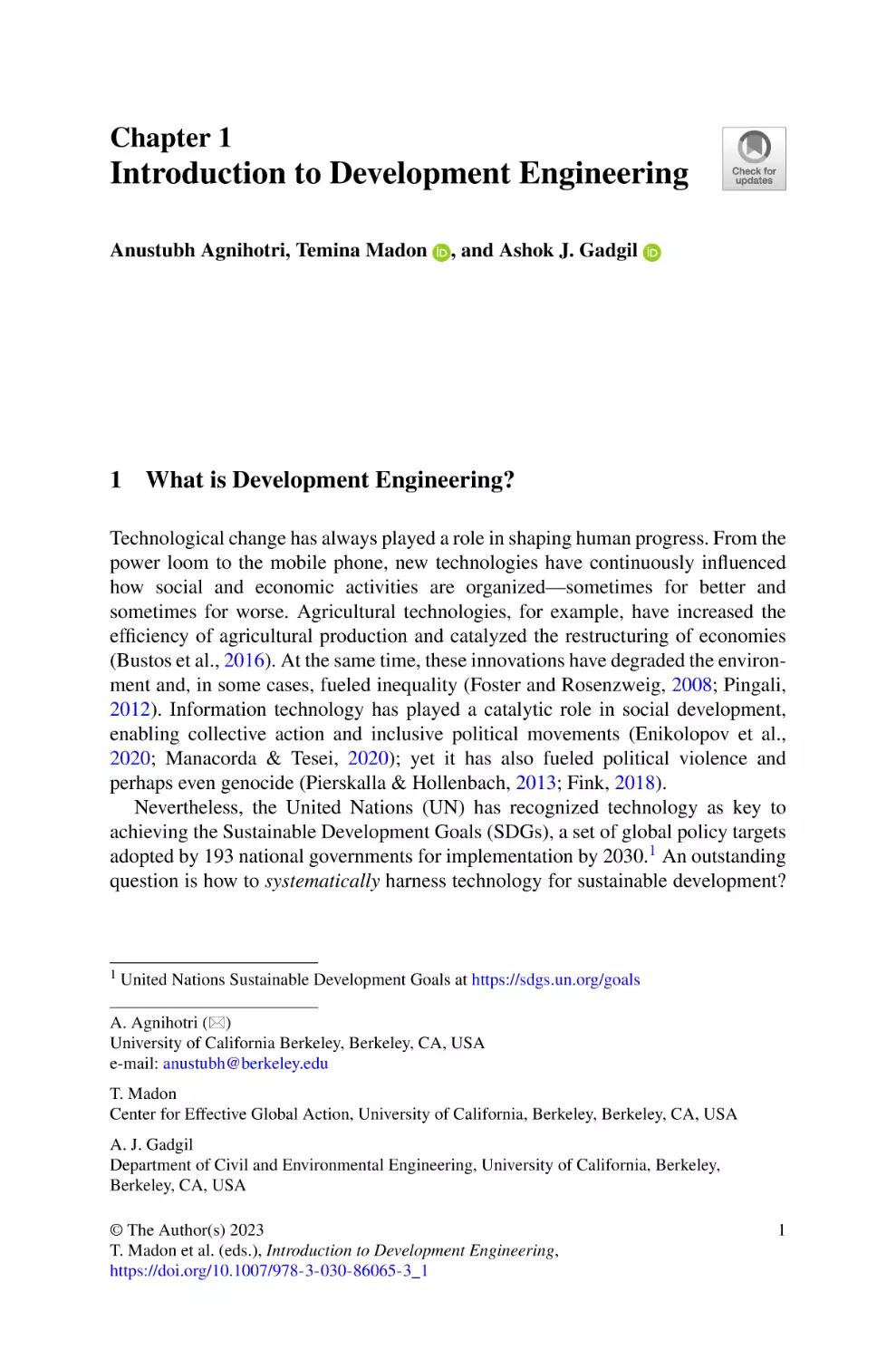 1 Introduction to Development Engineering
1 What is Development Engineering?