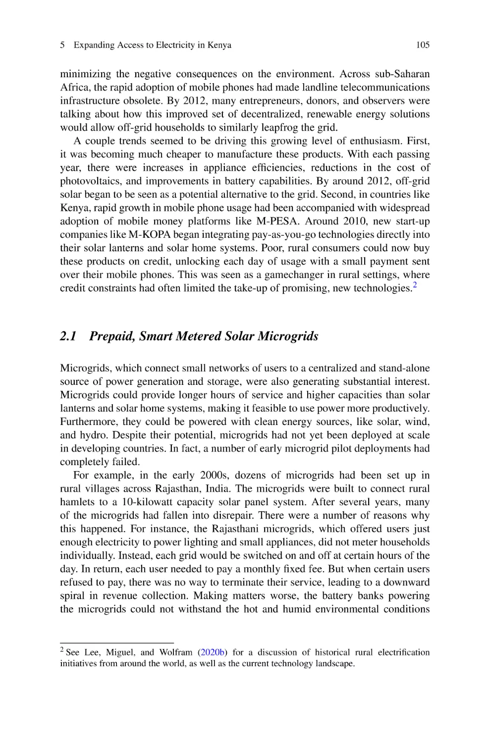 2.1 Prepaid, Smart Metered Solar Microgrids