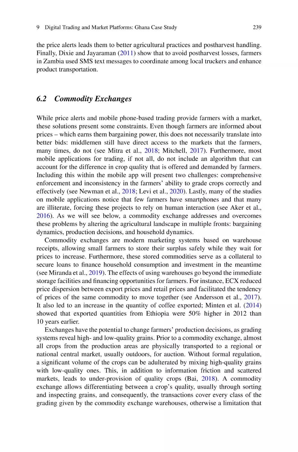 6.2 Commodity Exchanges