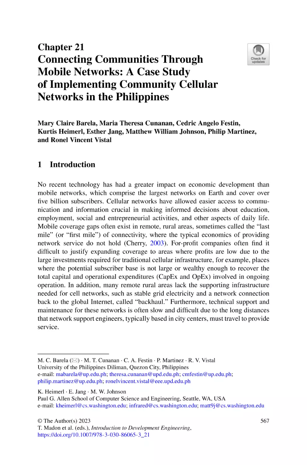 21 Connecting Communities Through Mobile Networks
1 Introduction