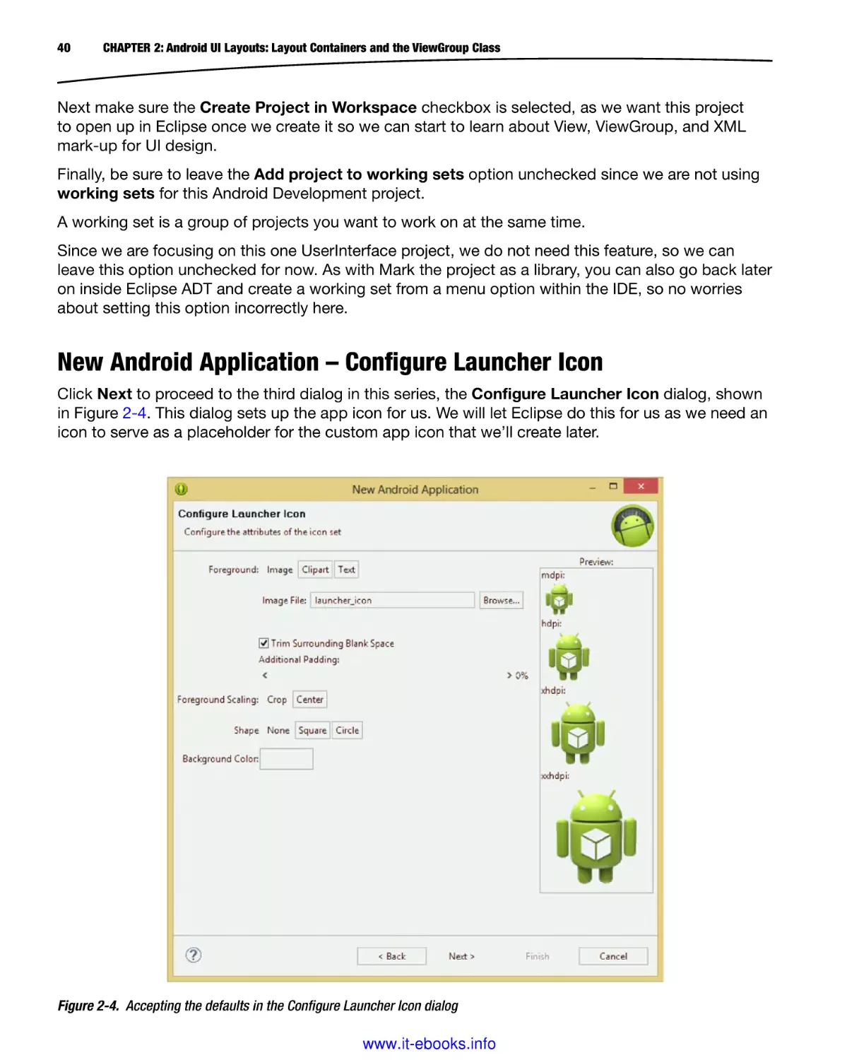 New Android Application – Configure Launcher Icon
