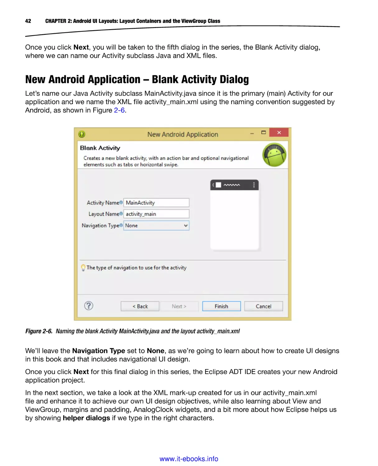 New Android Application – Blank Activity Dialog