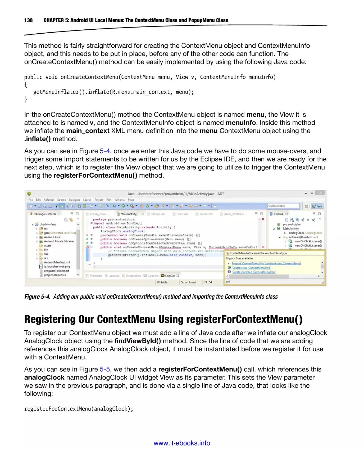Registering Our ContextMenu Using registerForContextMenu( )