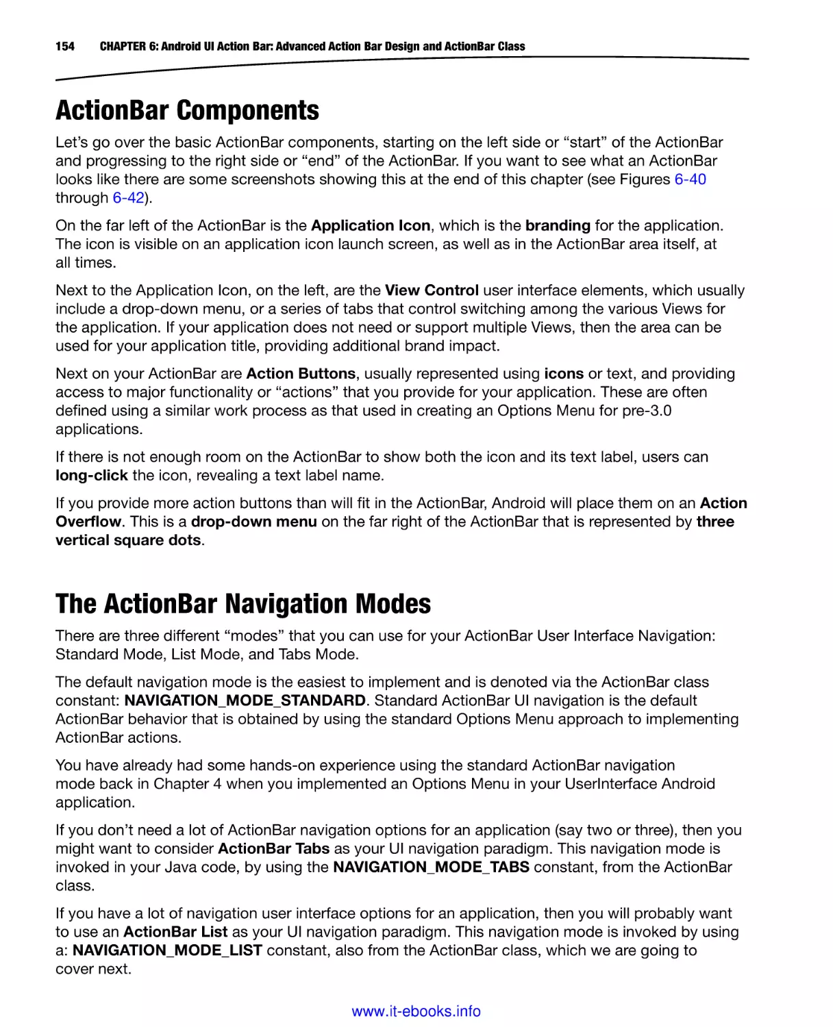 ActionBar Components
The ActionBar Navigation Modes