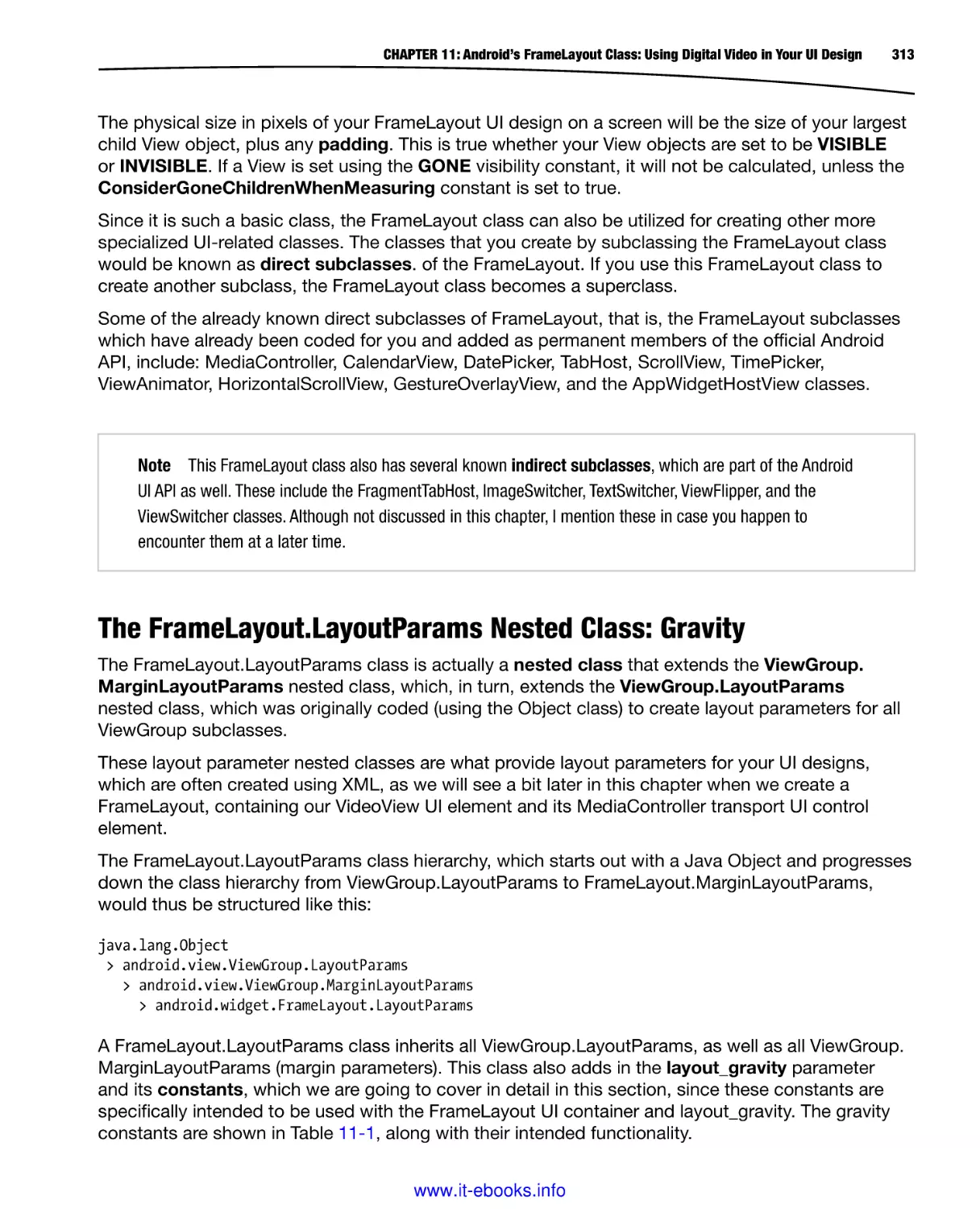 The FrameLayout.LayoutParams Nested Class