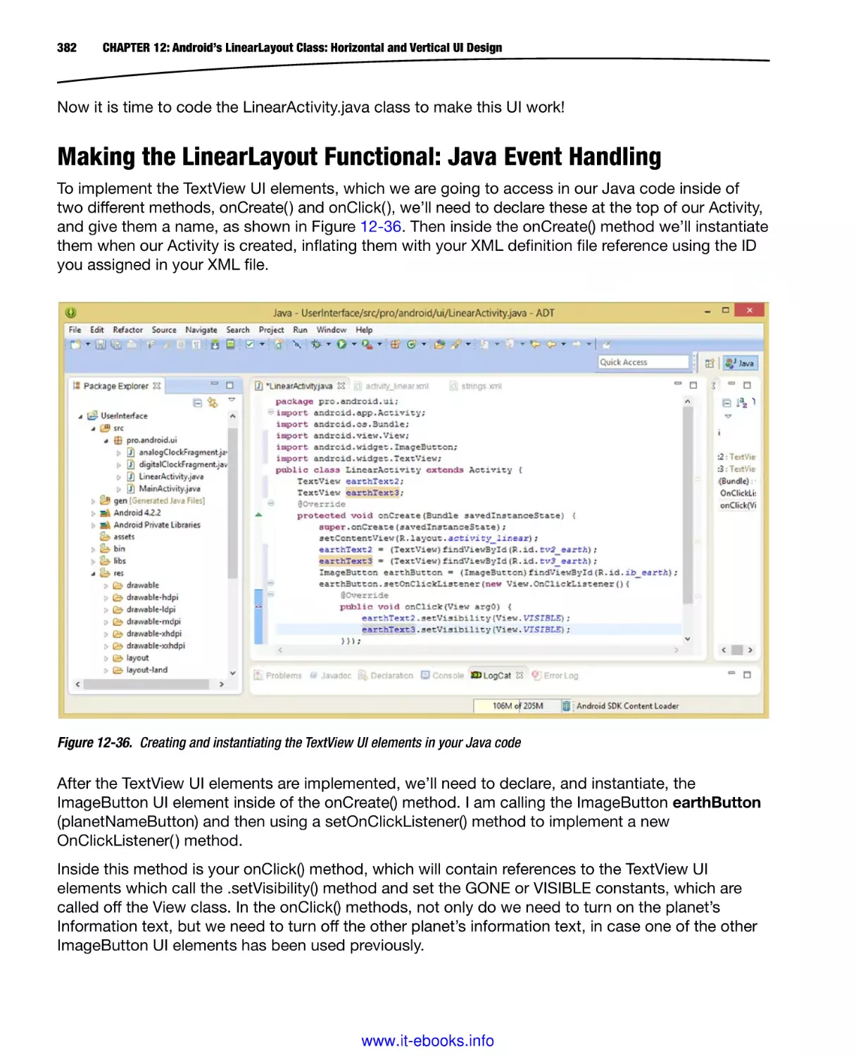 Making the LinearLayout Functional