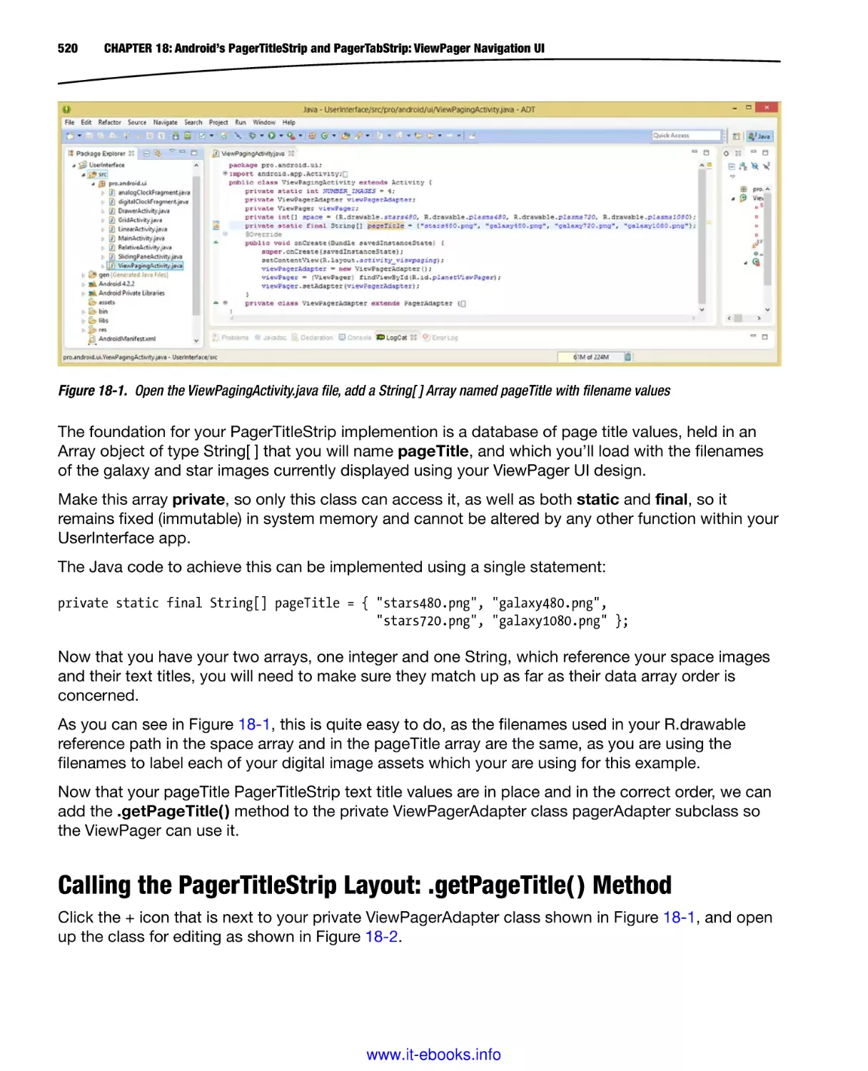Calling the PagerTitleStrip Layout