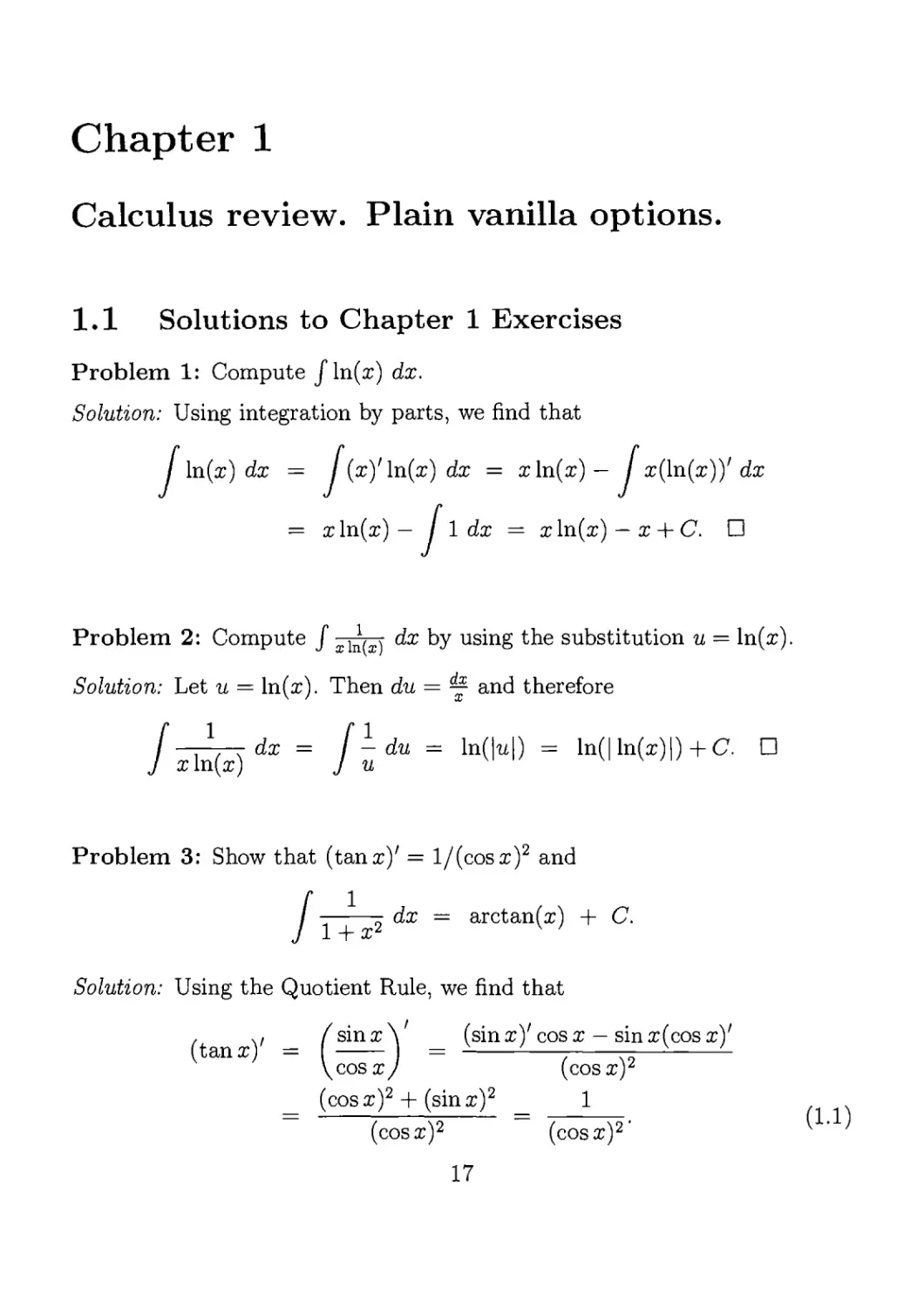 1. Calculus review. Plain vanilla options.