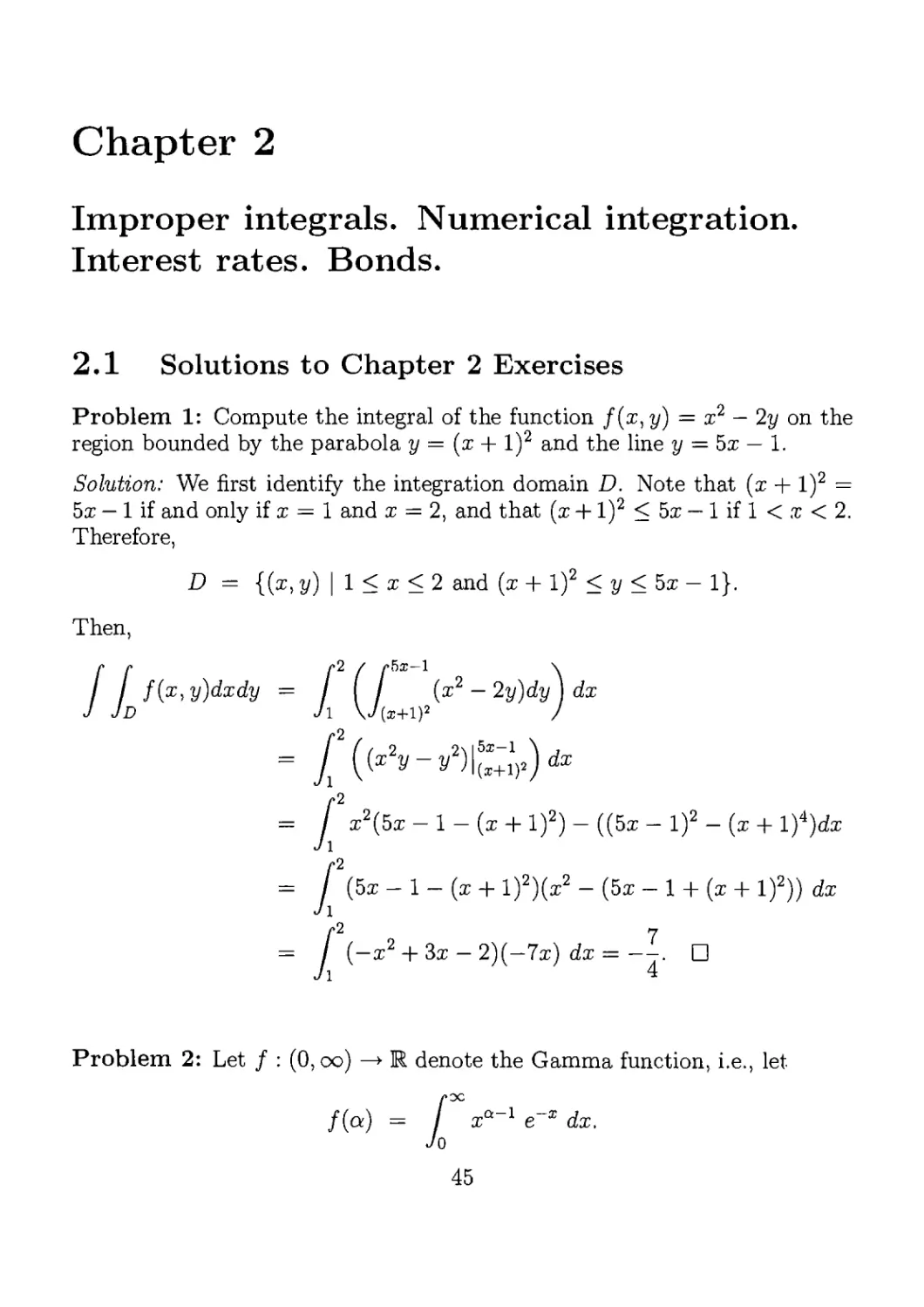 2. Improper integrals. Numerical integration. Interest Rates. Bonds.