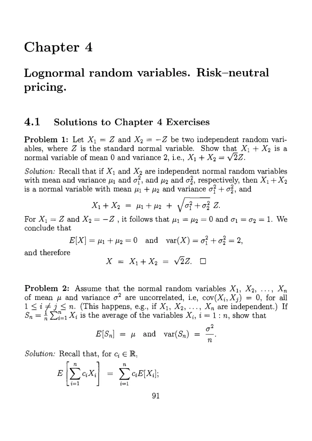 4. Lognormal variables. Risk-neutral pricing.