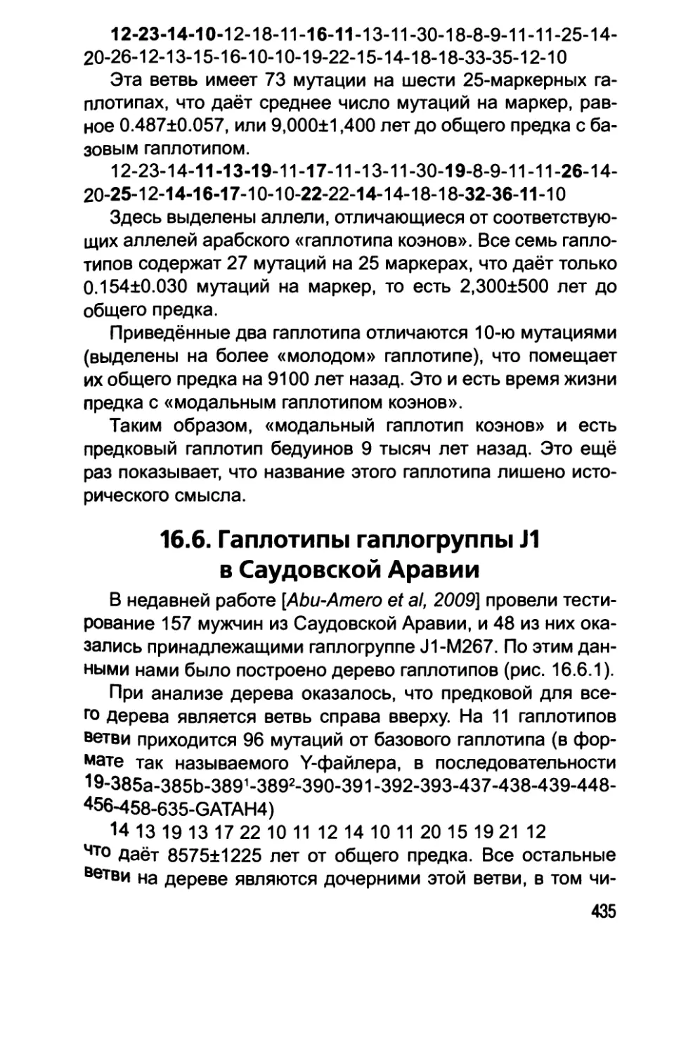 16.6. Гаплотипы гаплогруппы J1 в Саудовской Аравии