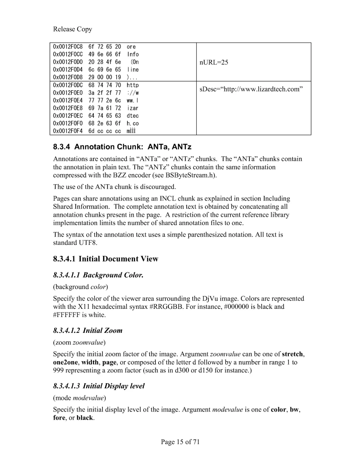 8.3.4 Annotation Chunk: ANTa, ANTz