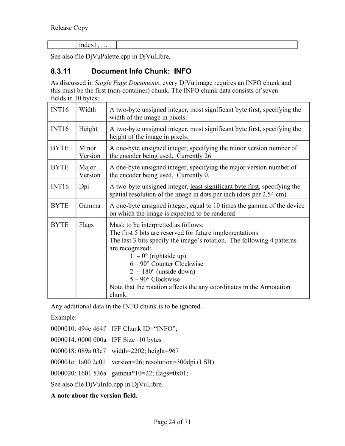 8.3.11 Document Info Chunk: INFO