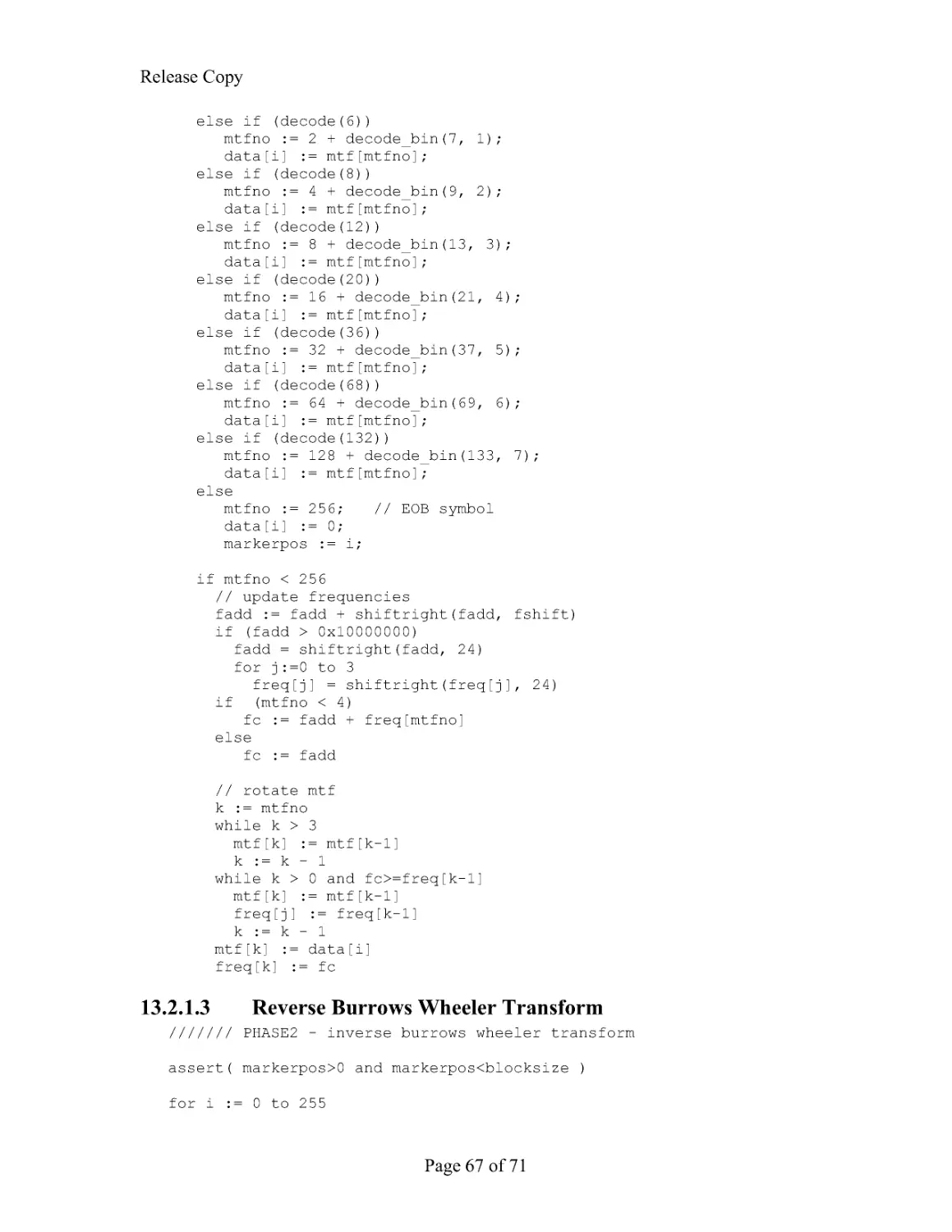 13.2.1.3 Reverse Burrows Wheeler Transform