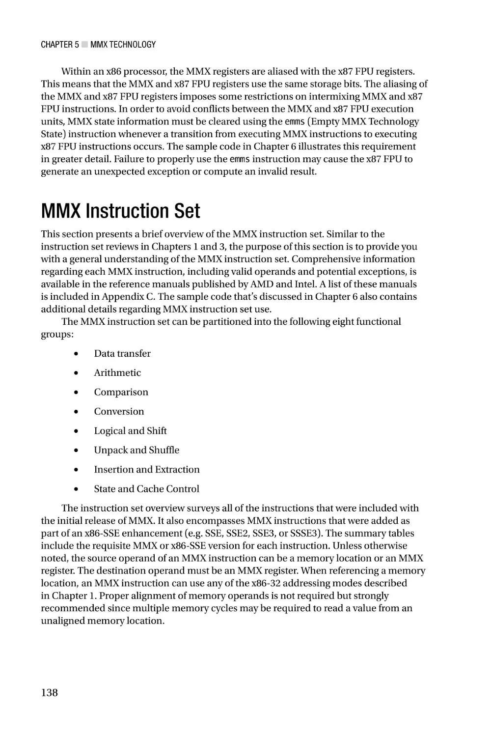 MMX Instruction Set