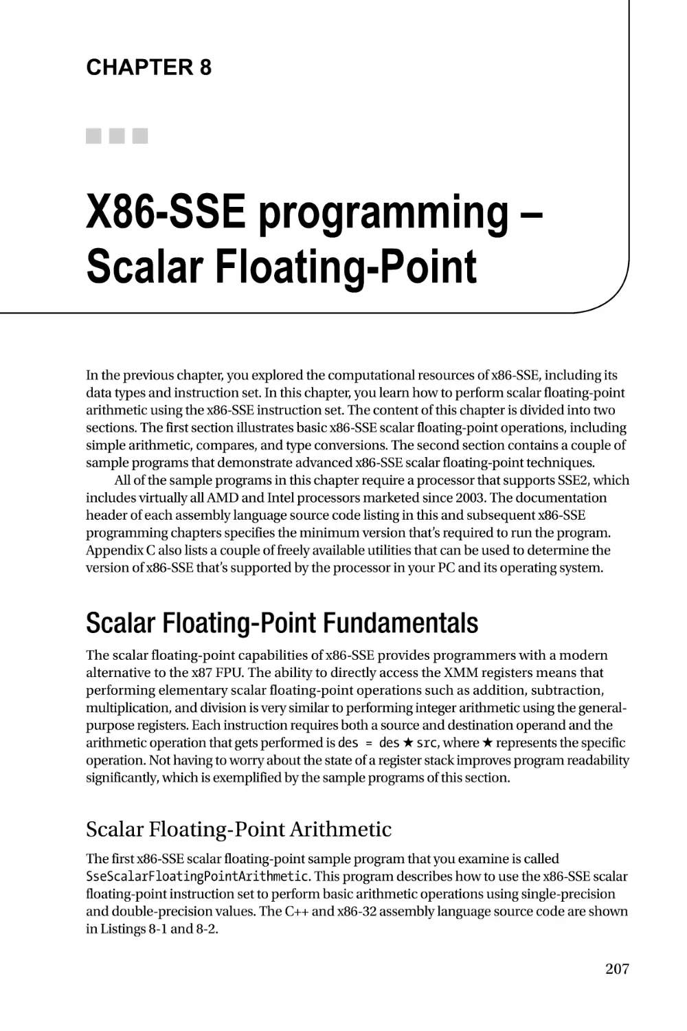 Chapter 8
Scalar Floating-Point Fundamentals
Scalar Floating-Point Arithmetic
