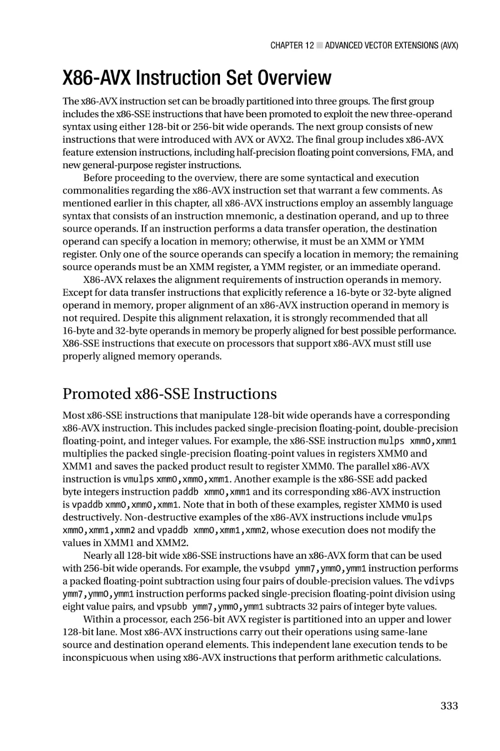 X86-AVX Instruction Set Overview
Promoted x86-SSE Instructions