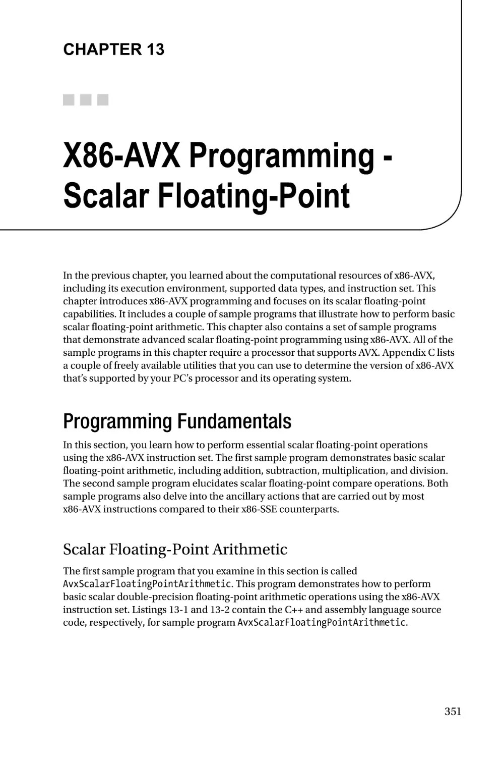 Chapter 13
Programming Fundamentals
Scalar Floating-Point Arithmetic