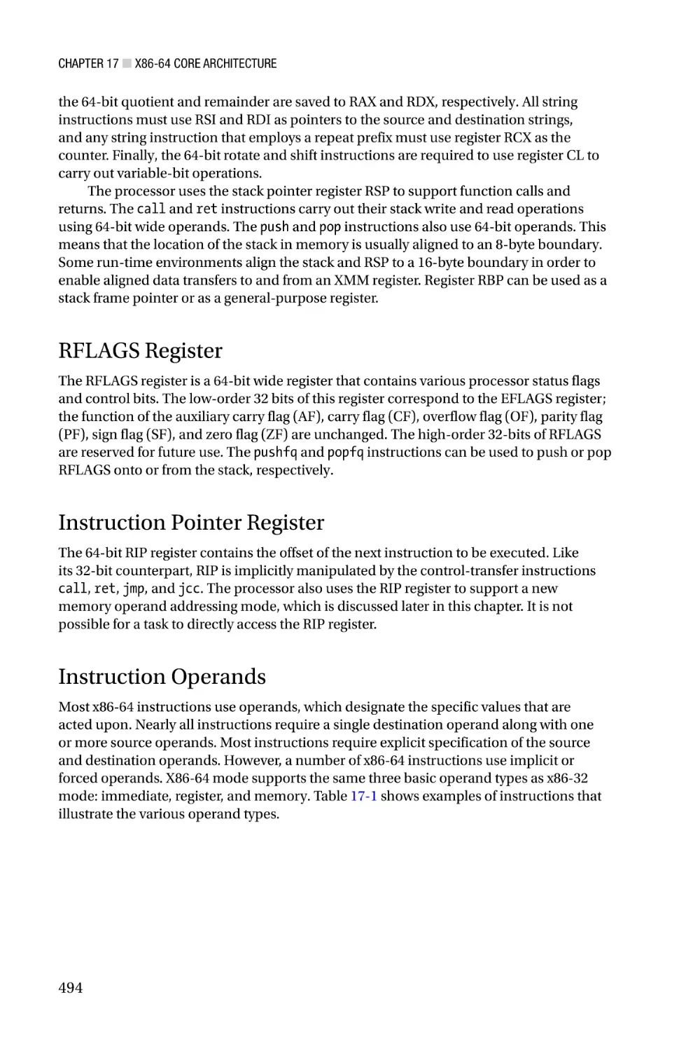 RFLAGS Register
Instruction Pointer Register
Instruction Operands