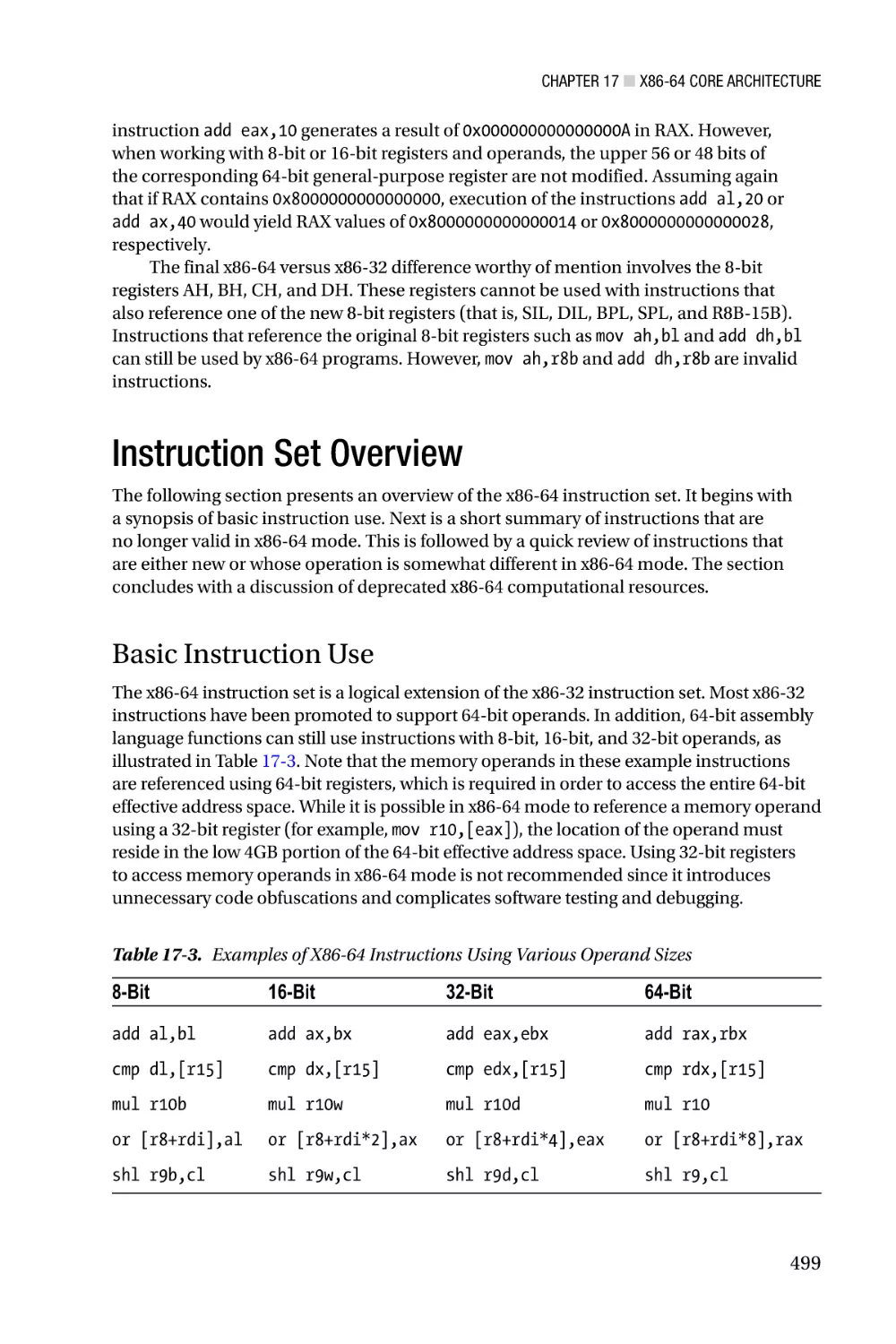 Instruction Set Overview
Basic Instruction Use