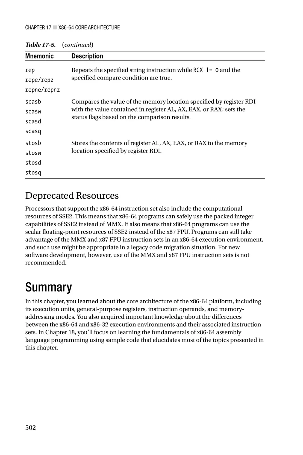 Deprecated Resources
Summary