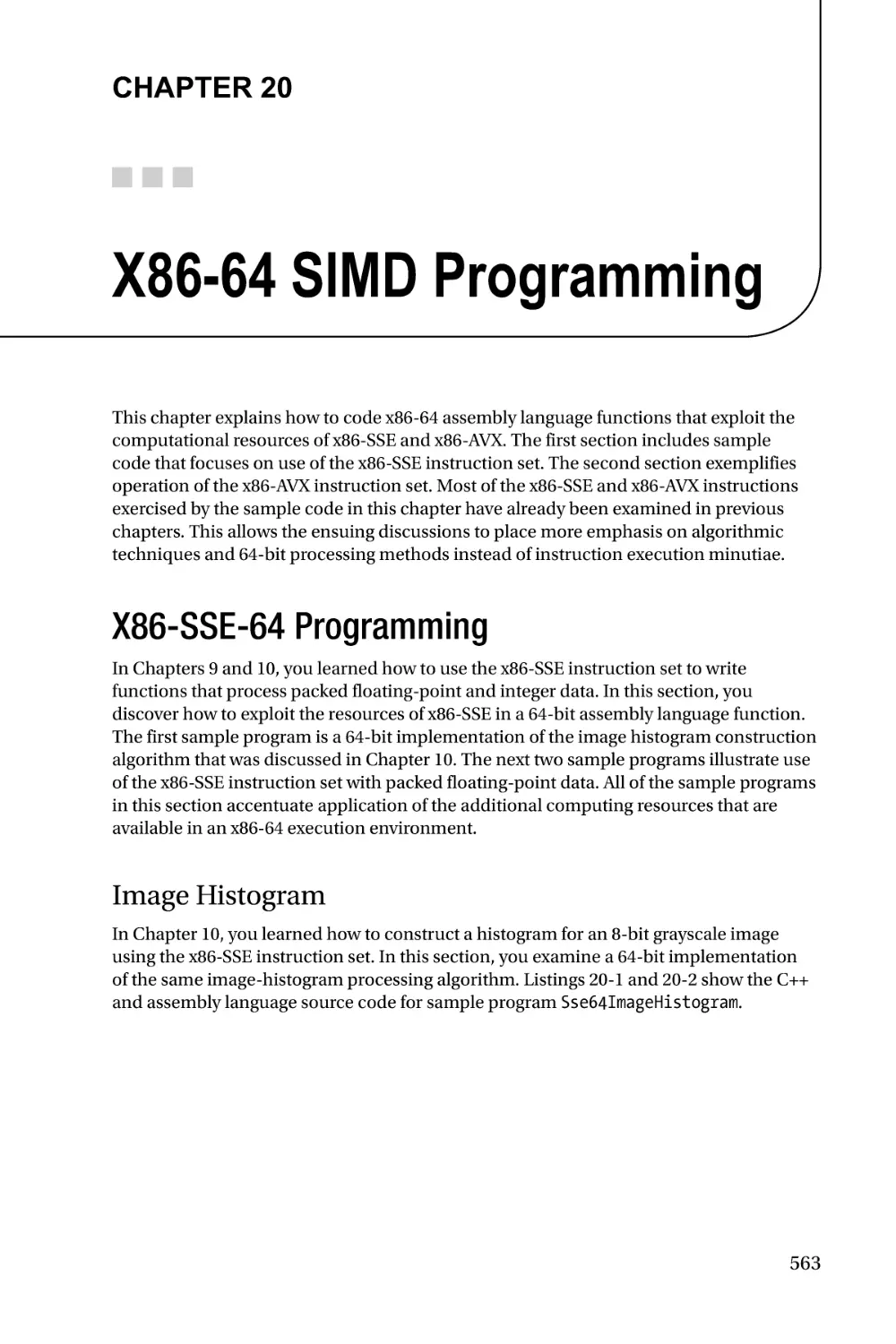 Chapter 20
X86-SSE-64 Programming
Image Histogram