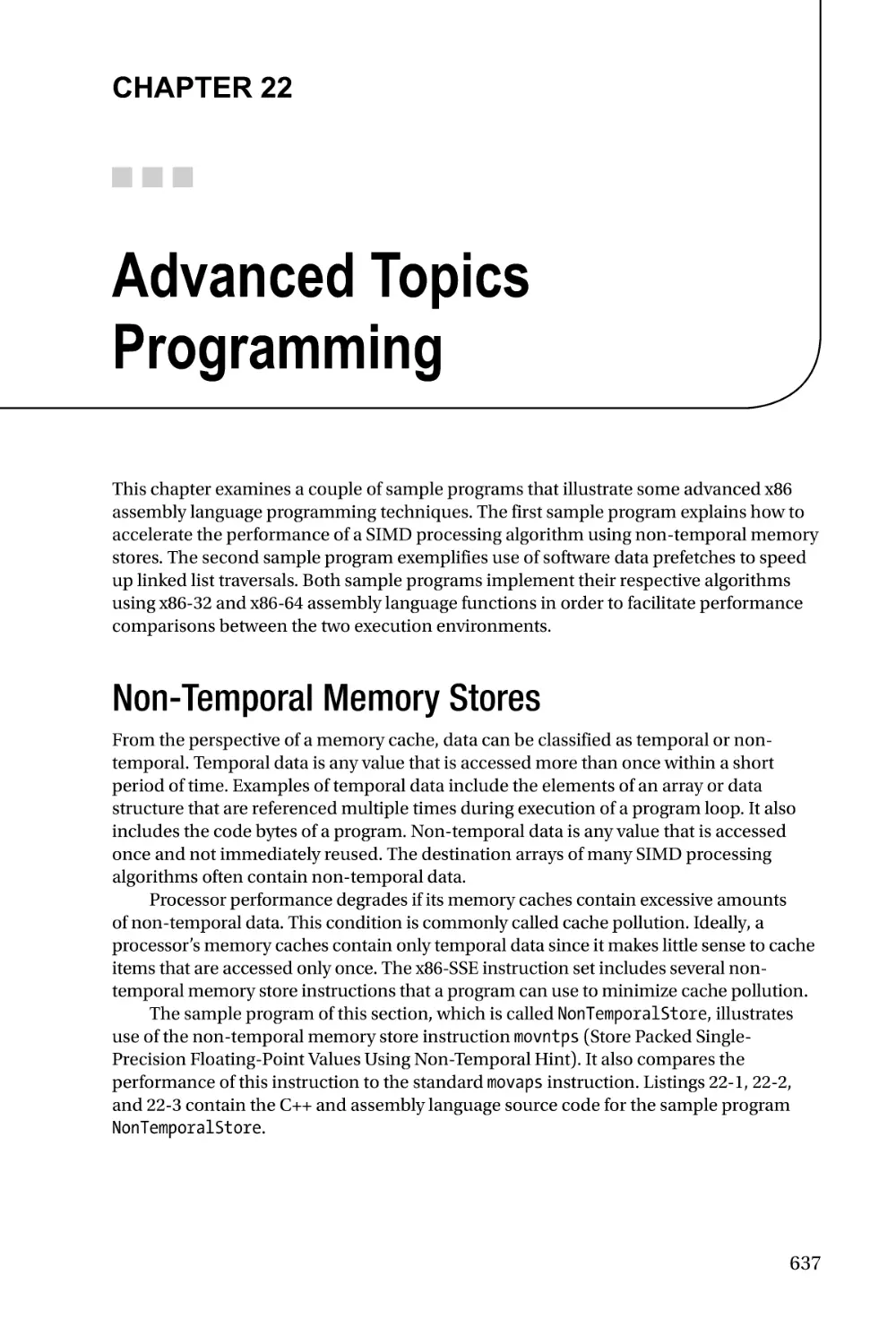 Chapter 22
Non-Temporal Memory Stores