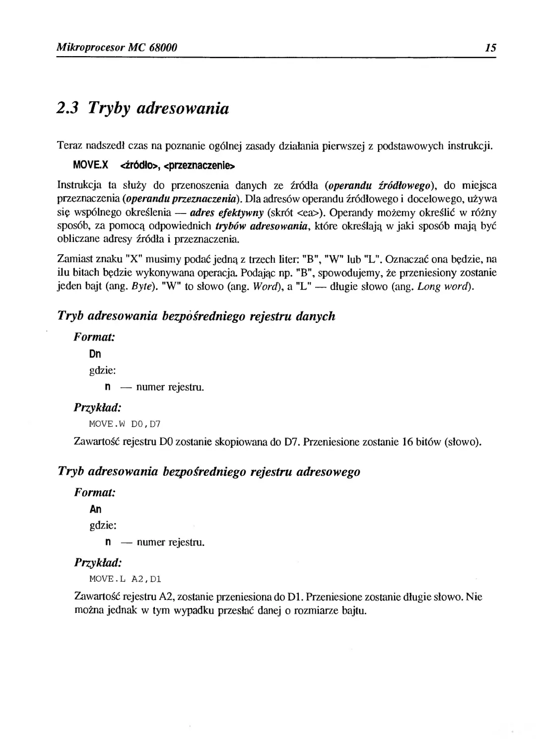 2.3 Tryby adresowania