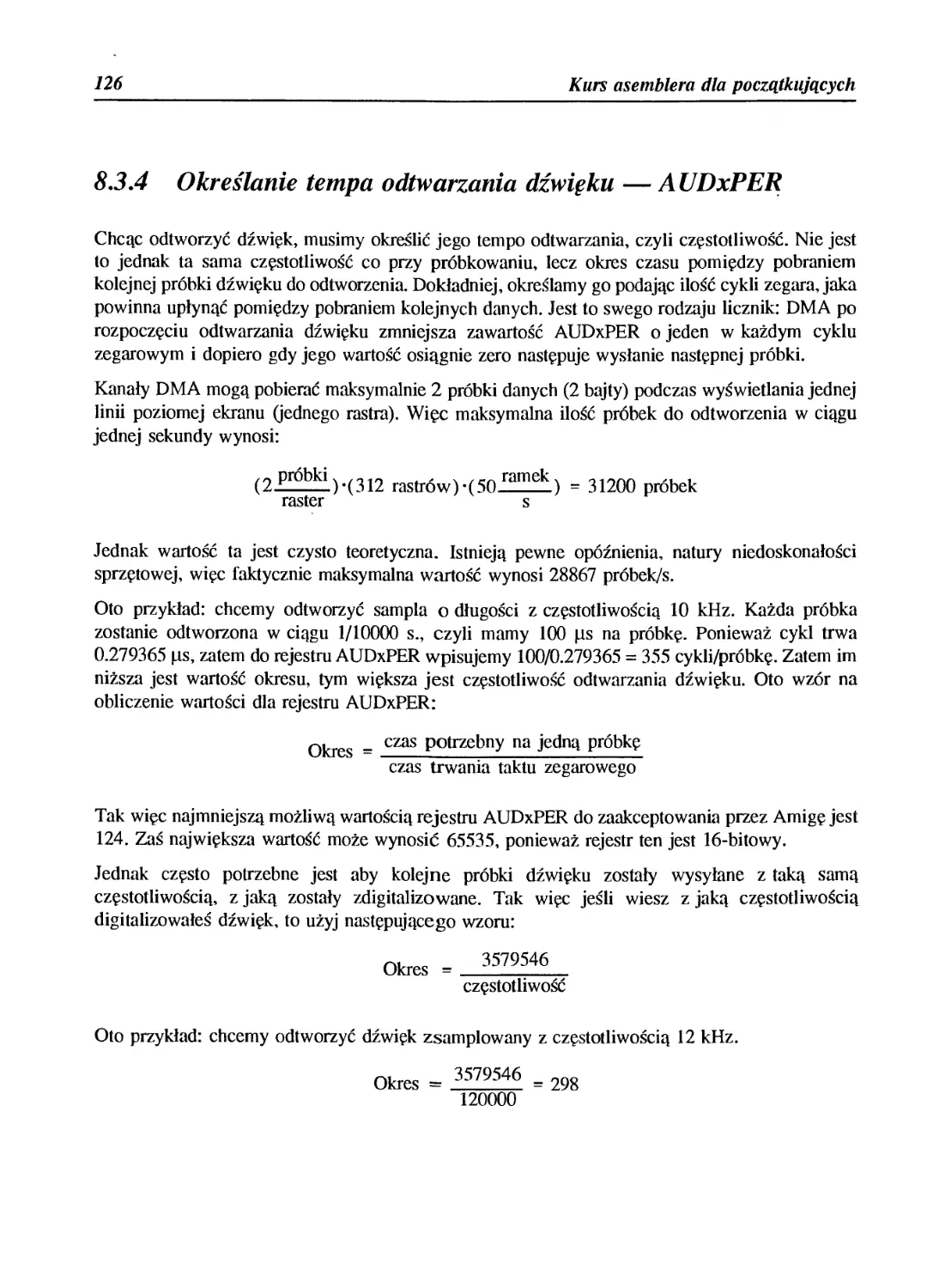 8.3.4 Określanie tempa odtwarzania dźwięku — AUDxPER