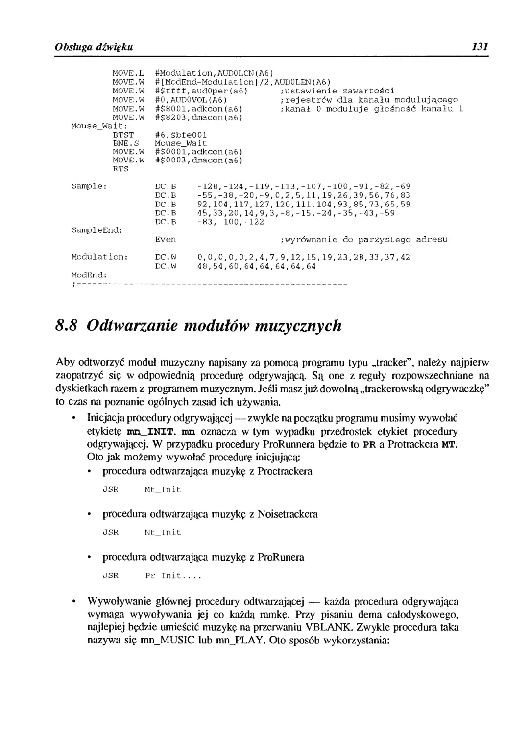 8.8 Odtwarzanie modułów muzycznych