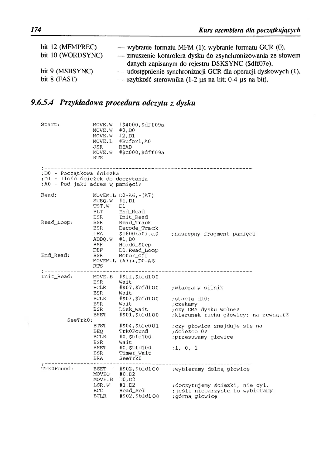 9.6.5.4 Przykładowa procedura odczytu z dysku